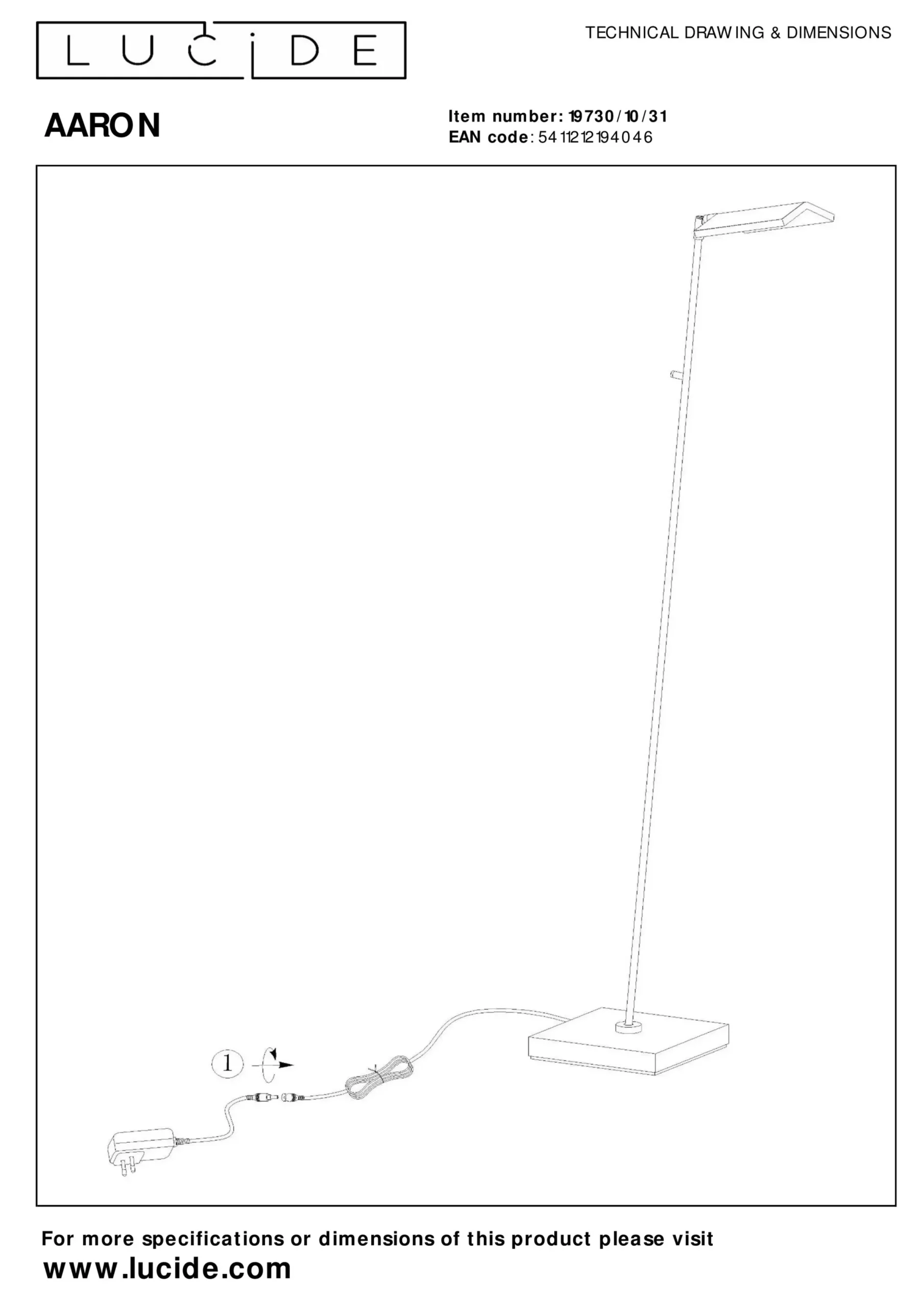 AARON - Leeslamp - LED Dimb. - CCT - 1x12W 2700K/4000K - Wit*Lucide Sale