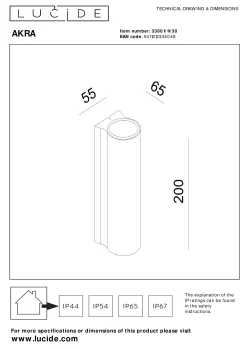 AKRA - Wandlamp Binnen/Buiten - LED - 2x6,5W 2700K - IP54 - Zwart*Lucide Cheap