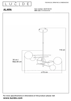 ALARA - Hanglamp - Ø 72 cm - LED - G4 - 6x1,5W 2700K - Goud*Lucide Flash Sale