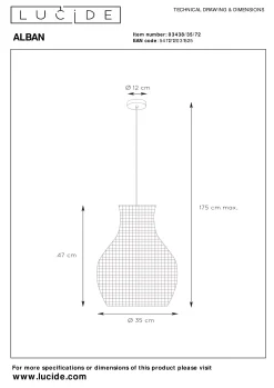 ALBAN - Hanglamp - Ø 35 cm - 1xE27 - Naturel*Lucide Hot