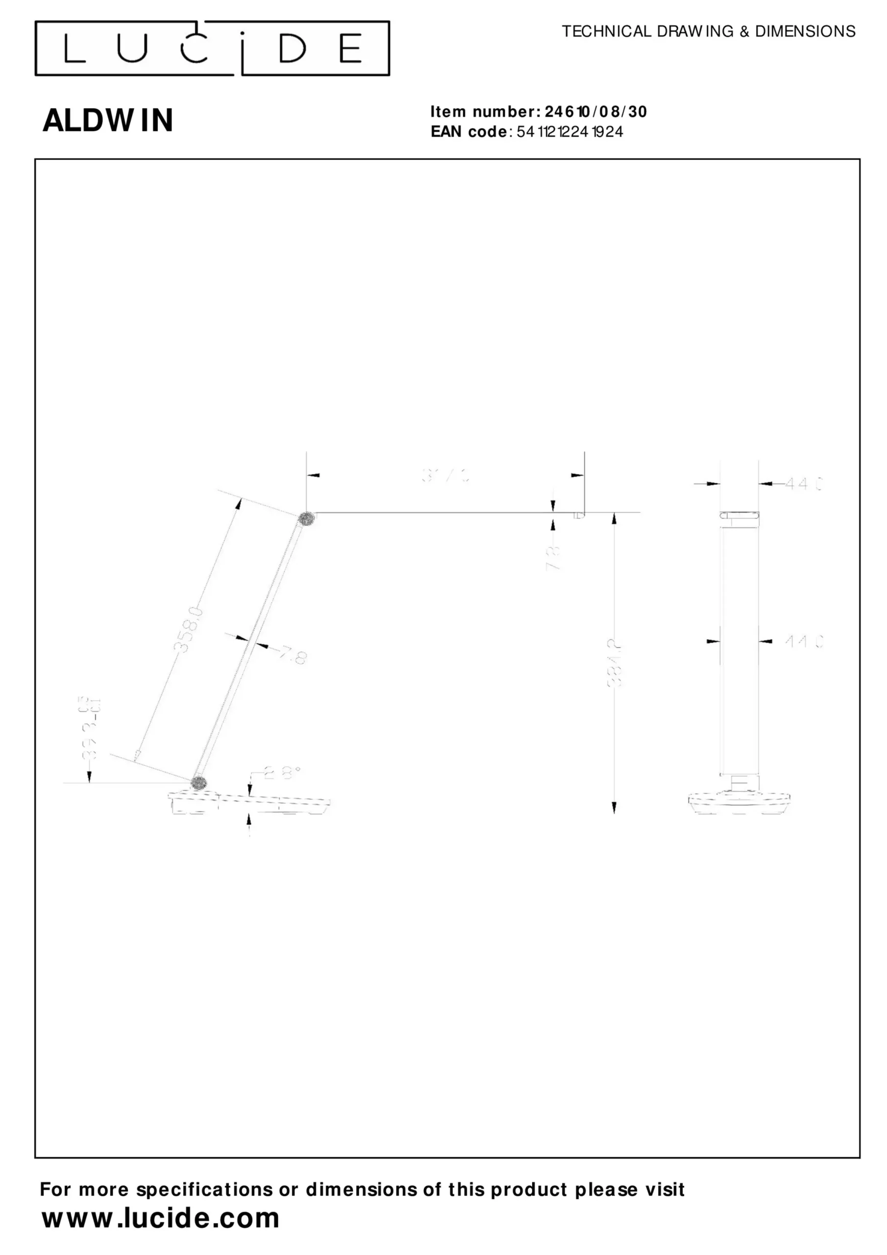 ALDWIN - Bureaulamp - LED Dimb. - CCT - 1x8W 2800K/6500K - Zwart*Lucide Best