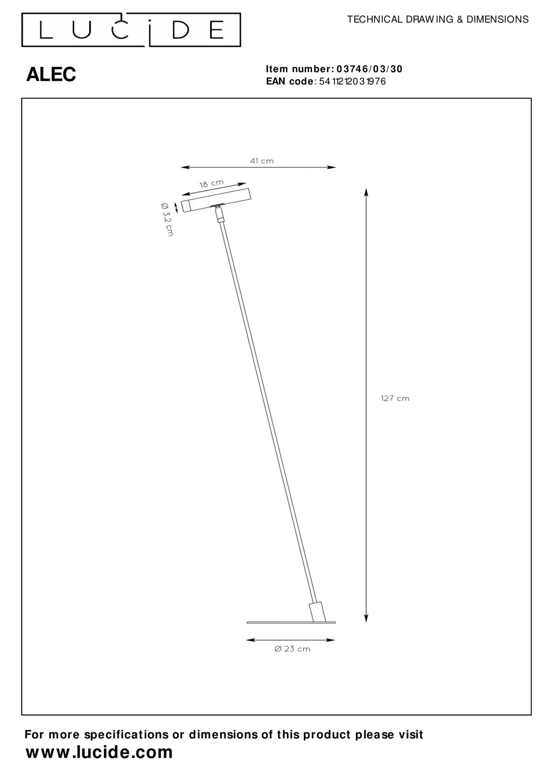 ALEC - Vloerlamp - LED - G9 - 1x3W 2700K - Inclusief omwisselbare ringen - Zwart*Lucide New