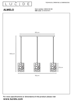 ALMELO - Hanglamp - 3xE27 - Zwart*Lucide Cheap