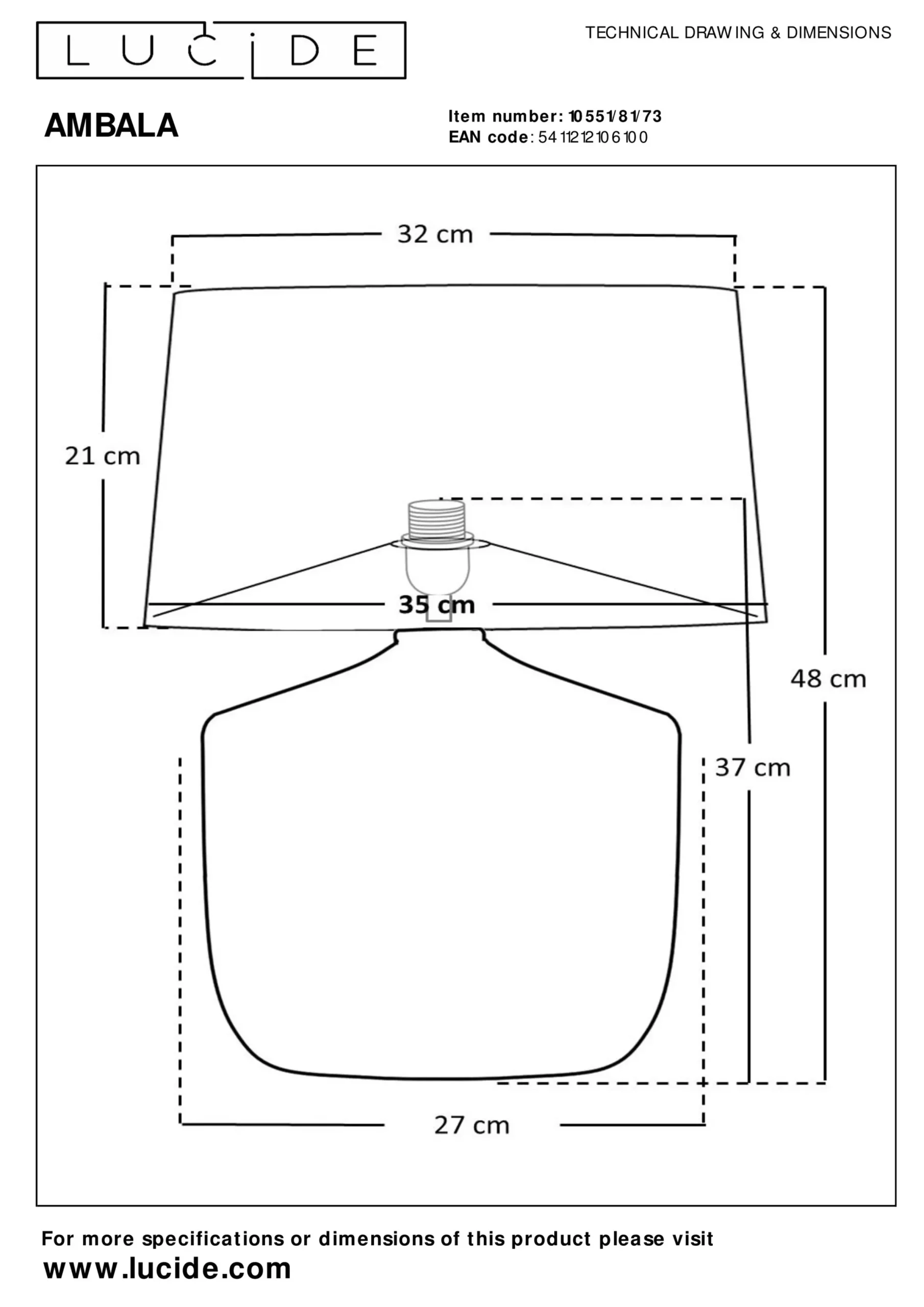 AMBALA - Tafellamp - Ø 35 cm - 1xE27 - Naturel*Lucide Shop