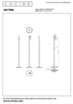 ANTRIM - Oplaadbare Leeslamp Binnen/Buiten - Accu/Batterij - LED Dimb. - 1x2,2W 2700K - IP54 - Met draadloos oplaadstation - Zwart*Lucide Sale