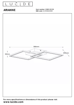 ARIANNE - Plafonnière - LED - CCT - 1x23W 2700K/4000K - Zwart*Lucide Discount