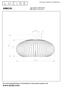ARMONI - Plafonnière - Ø 52 cm - 1xE27 - Zwart*Lucide Flash Sale