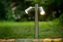 ARNE-LED - Sokkellamp - Ø 6,3 cm - LED - GU10 - 2x5W 2700K - IP44 - Mat chroom*Lucide Online