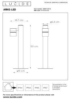 ARNE-LED - Sokkellamp - Ø 6,3 cm - LED - GU10 - 1x5W 2700K - IP44 - Mat chroom*Lucide Clearance