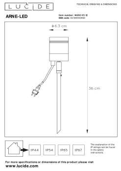 ARNE-LED - Tuinspot - Ø 6,3 cm - LED - GU10 - 1x5W 2700K - IP44 - Mat chroom*Lucide Discount