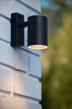 ARNE-LED - Wandspot / Wandlamp Binnen/Buiten - Ø 6,3 cm - LED - GU10 - 1x5W 2700K - IP44 - Zwart*Lucide Discount