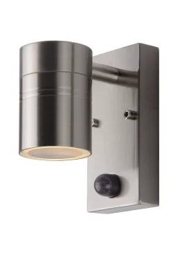 ARNE-LED IR - Wandspot / Wandlamp Binnen/Buiten - Ø 6,3 cm - LED - GU10 - 1x5W 2700K - IP44 - Beweging & dag/nacht sensor - Mat chroom*Lucide Sale