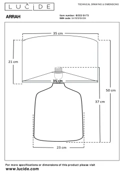 ARRAH - Tafellamp - Ø 35 cm - 1xE27 - Naturel*Lucide Best