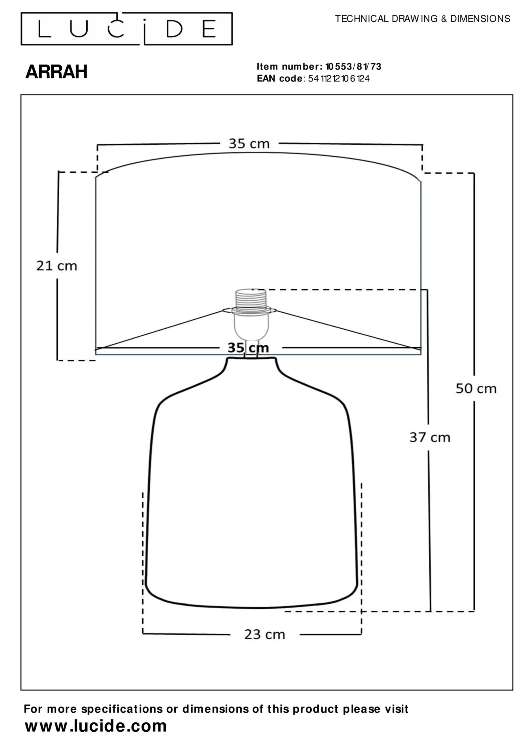 ARRAH - Tafellamp - Ø 35 cm - 1xE27 - Naturel*Lucide Best