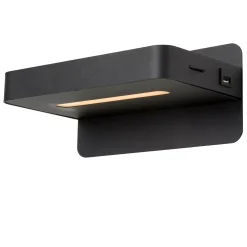 ATKIN - Bedlamp / Wandlamp - LED - 1x6W 3000K - Met USB oplaadpunt - Zwart*Lucide Cheap