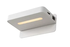ATKIN - Bedlamp / Wandlamp - LED - 1x6W 3000K - Met USB oplaadpunt - Wit*Lucide Flash Sale