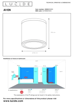 AVEN - Plafondspot Badkamer - Ø 9 cm - 1xGU10 - IP65 - Wit*Lucide Outlet