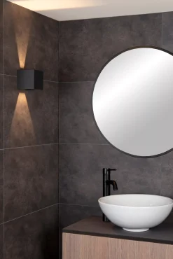 AXI - Wandspot / Wandlamp Badkamer - LED - 2x7W 2700K - IP54 - Verstelbare stralingshoek - Zwart*Lucide Clearance