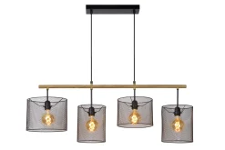 BASKETT - Hanglamp - 4xE27 - Zwart*Lucide Hot