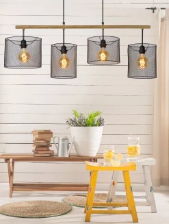 BASKETT - Hanglamp - 4xE27 - Zwart*Lucide Hot