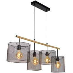 BASKETT - Hanglamp - 4xE27 - Zwart*Lucide Hot