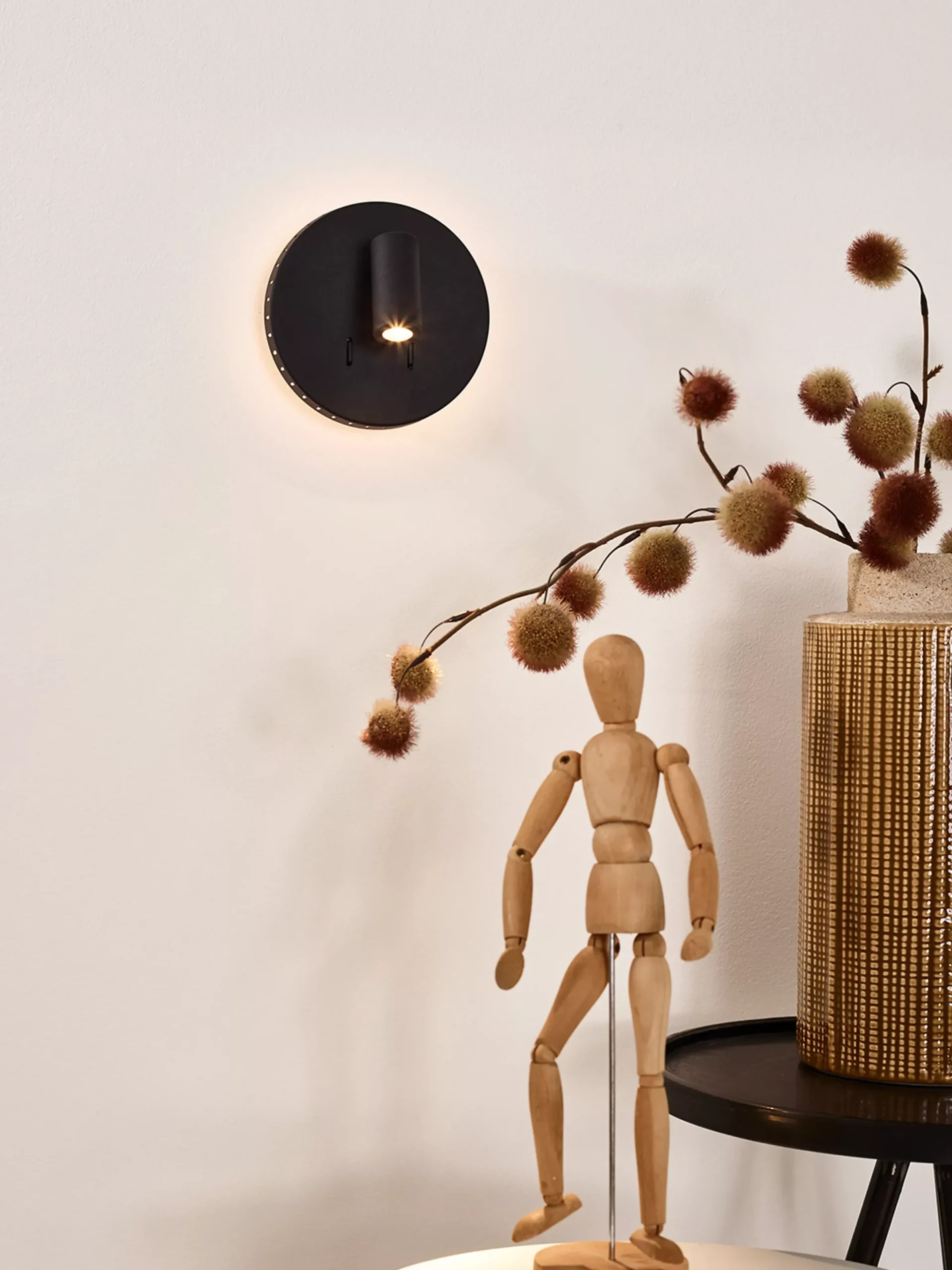 BENTJER - Bedlamp / Wandlamp - Ø 14 cm - LED - 3000K - Zwart*Lucide Cheap