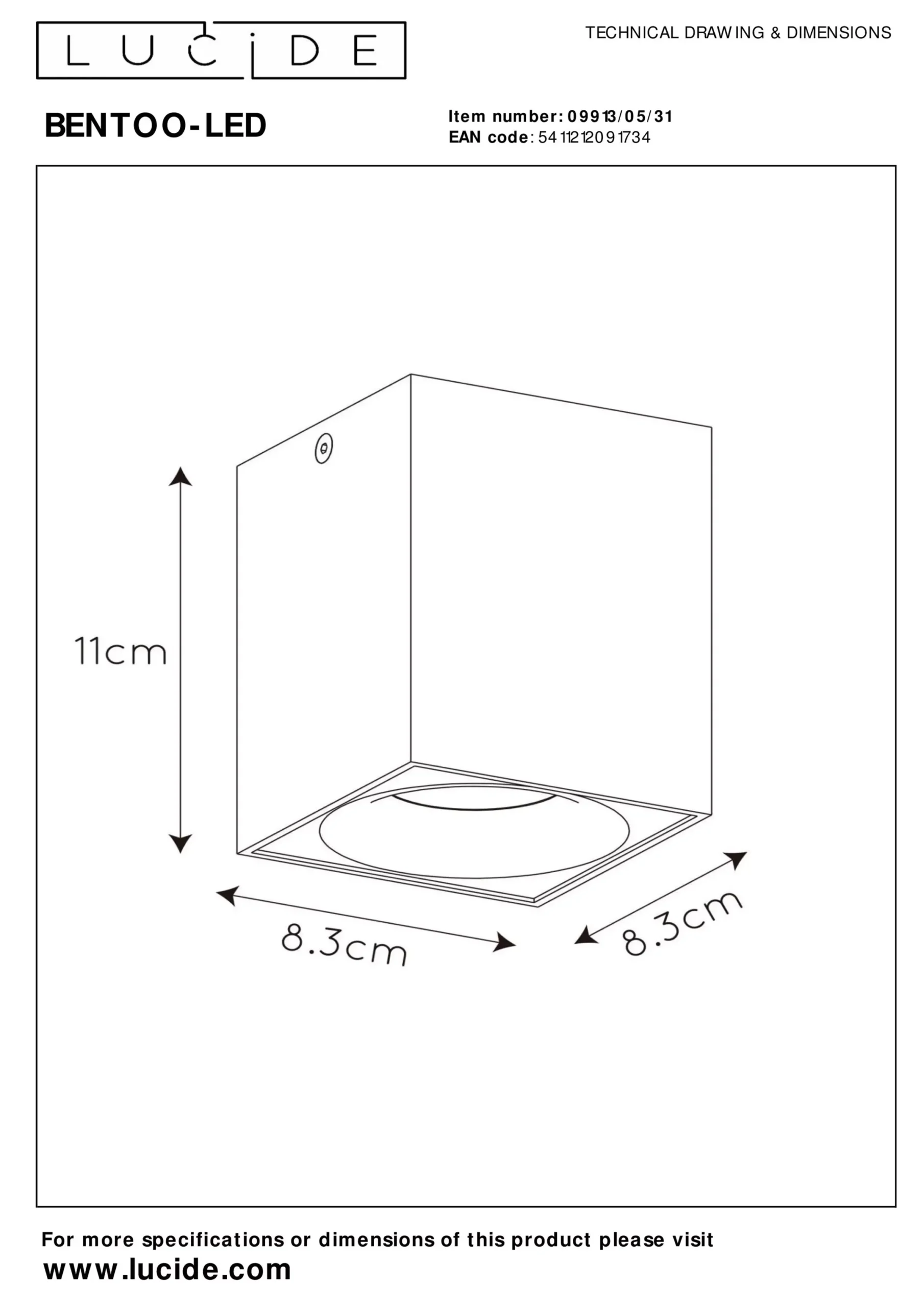 BENTOO-LED - Plafondspot - LED Dimb. - GU10 - 1x5W 3000K - Wit*Lucide Outlet