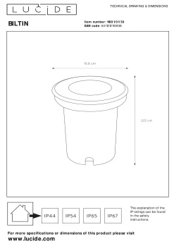 BILTIN - Grondspot Binnen/Buiten - Ø 10,8 cm - 1xGU10 - IP67 - Zwart*Lucide Online