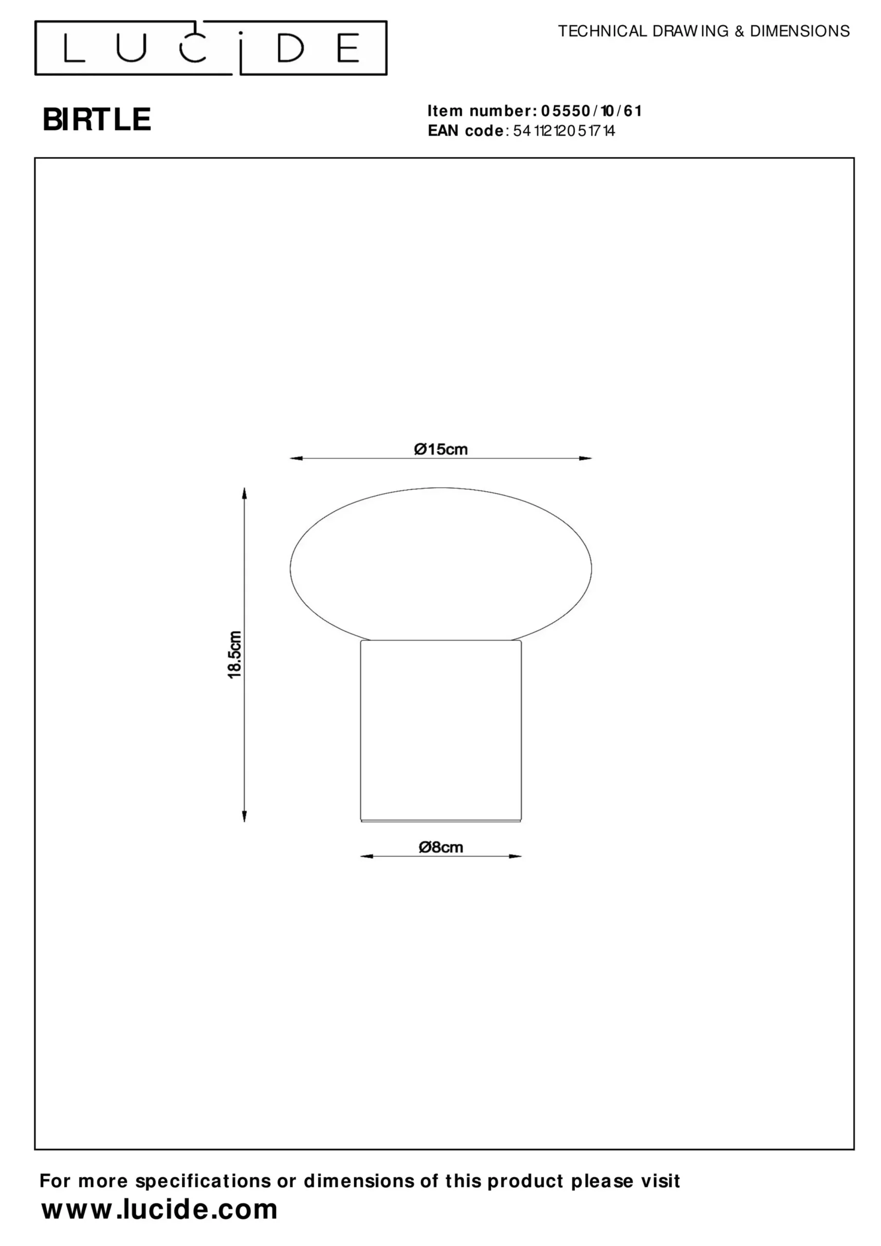 BIRTLE - Tafellamp - 1xE14 - Opaal*Lucide Outlet