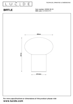 BIRTLE - Tafellamp - 1xE14 - Opaal*Lucide Best