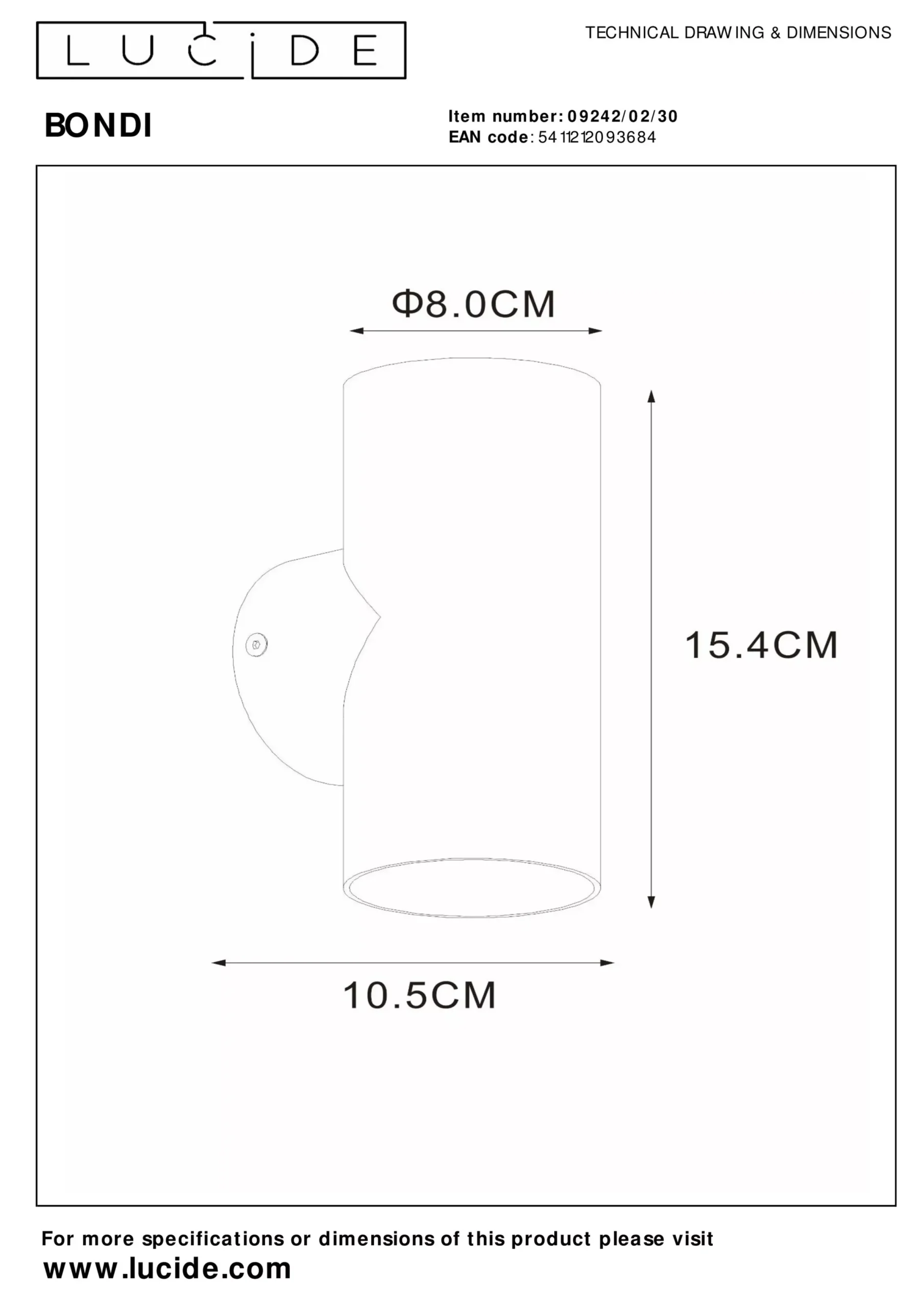 BONDI - Wandspot / Wandlamp - 2xGU10 - Zwart*Lucide Sale