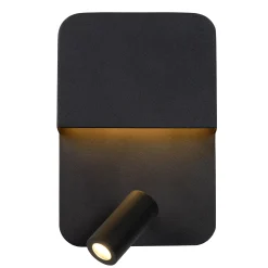 BOXER - Bedlamp / Wandlamp - LED - 3000K - Met USB oplaadpunt - Zwart*Lucide Cheap