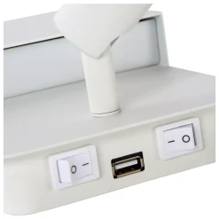 BOXER - Bedlamp / Wandlamp - LED - 3000K - Met USB oplaadpunt - Wit*Lucide Best