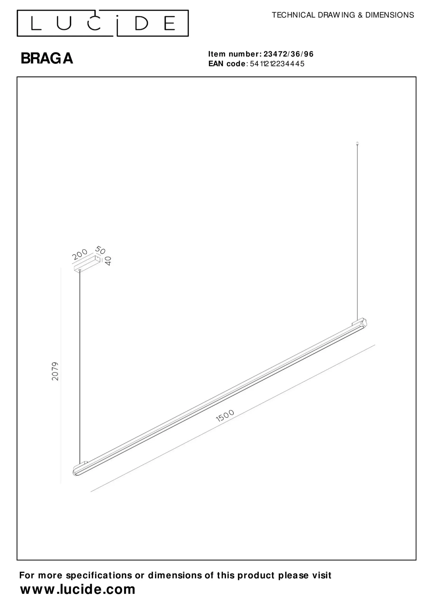 BRAGA - Hanglamp - LED Dimb. - CCT - 1x36W 2700K/4000K - Koffie*Lucide Best