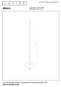 BRAGA - Vloerlamp - Ø 30 cm - LED Dimb. - CCT - 1x22W 2700K/4000K - Koffie*Lucide Shop