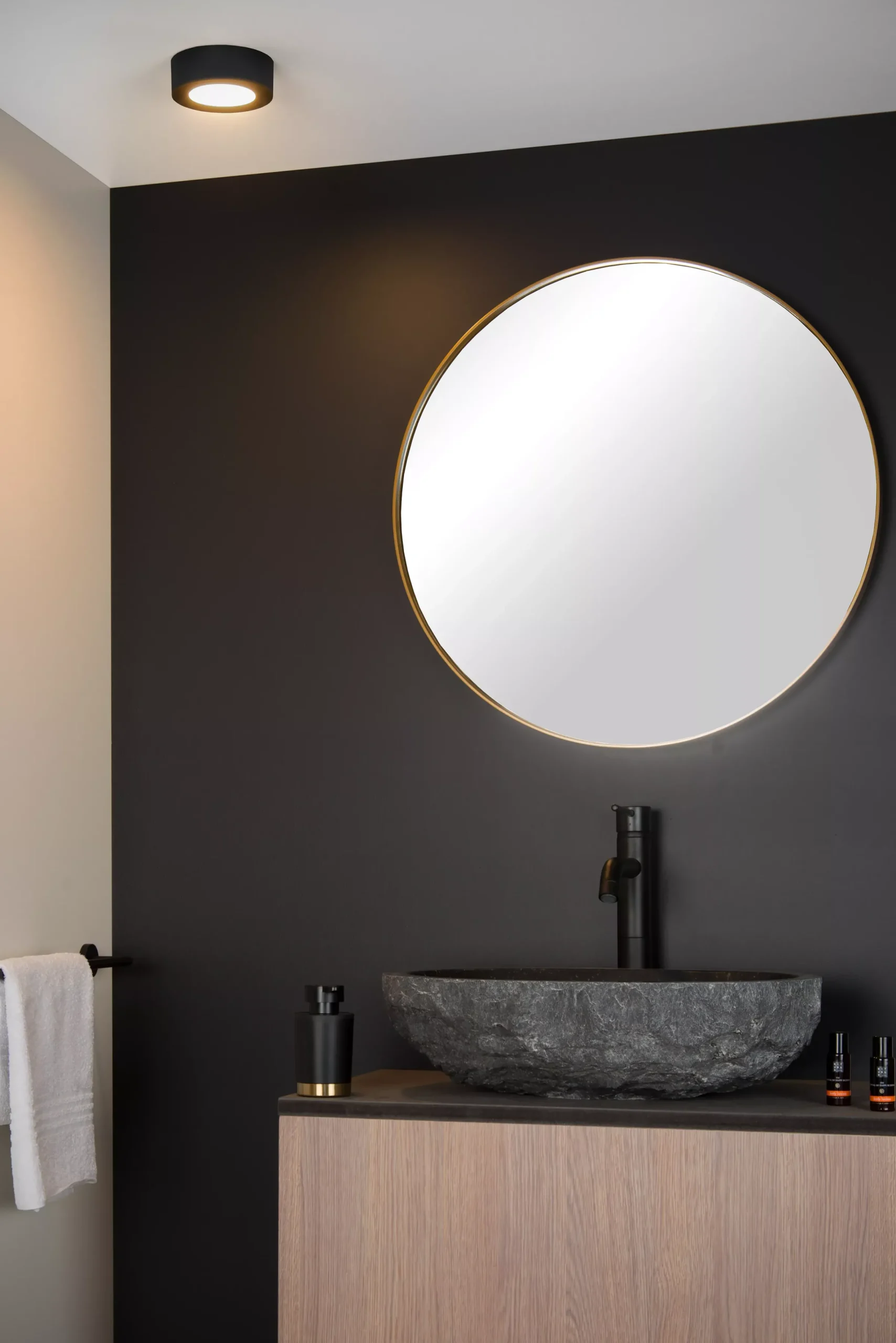 BRICE-LED - Plafonnière Badkamer - Ø 11,7 cm - LED Dimb. - 1x8W 3000K - IP44 - Zwart*Lucide Fashion