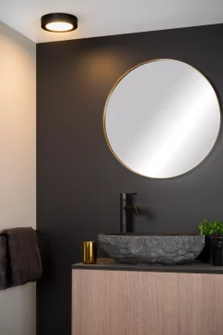 BRICE-LED - Plafonnière Badkamer - Ø 18 cm - LED Dimb. - 1x12W 3000K - IP44 - Zwart*Lucide Best