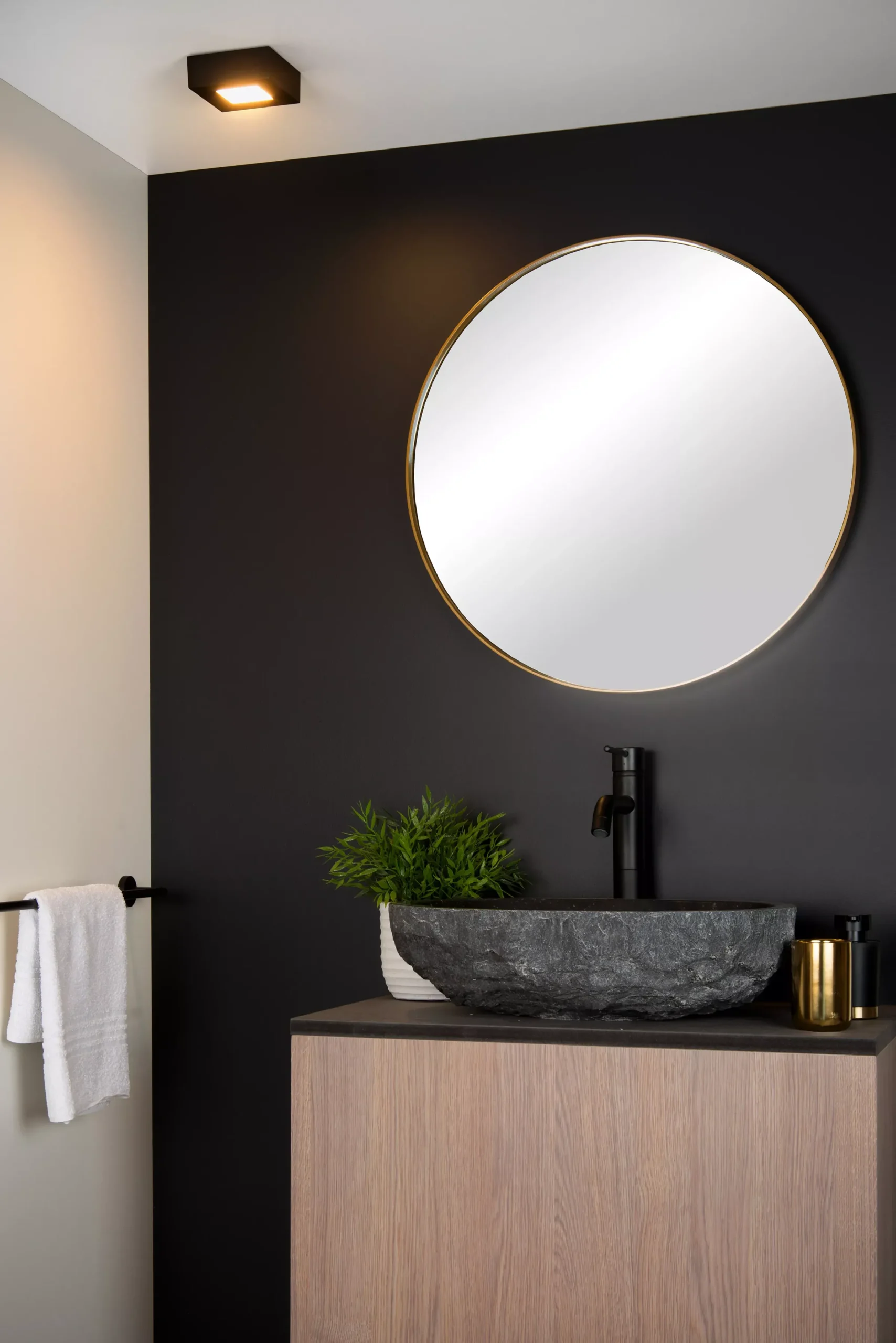 BRICE-LED - Plafonnière Badkamer - LED Dimb. - 1x8W 3000K - IP44 - Zwart*Lucide Online