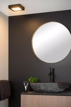 BRICE-LED - Plafonnière Badkamer - LED Dimb. - 1x15W 3000K - IP44 - Zwart*Lucide Online