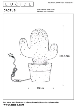 CACTUS - Tafellamp - 1xE14 - Groen*Lucide Discount