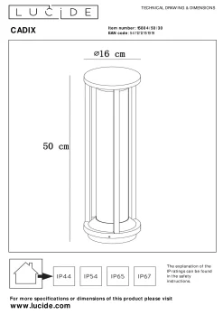 CADIX - Sokkellamp - Ø 16 cm - 1xE27 - IP65 - Zwart*Lucide Cheap