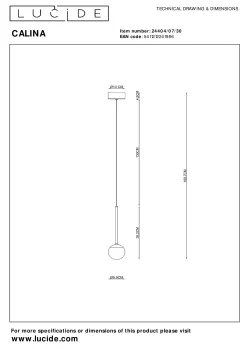 CALINA - Hanglamp - Ø 9,9 cm - LED Dimb. - 1x9W 2700K - Zwart*Lucide Flash Sale
