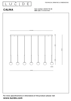 CALINA - Hanglamp - LED Dimb. - 12x7,7W 2700K - Zwart*Lucide Hot