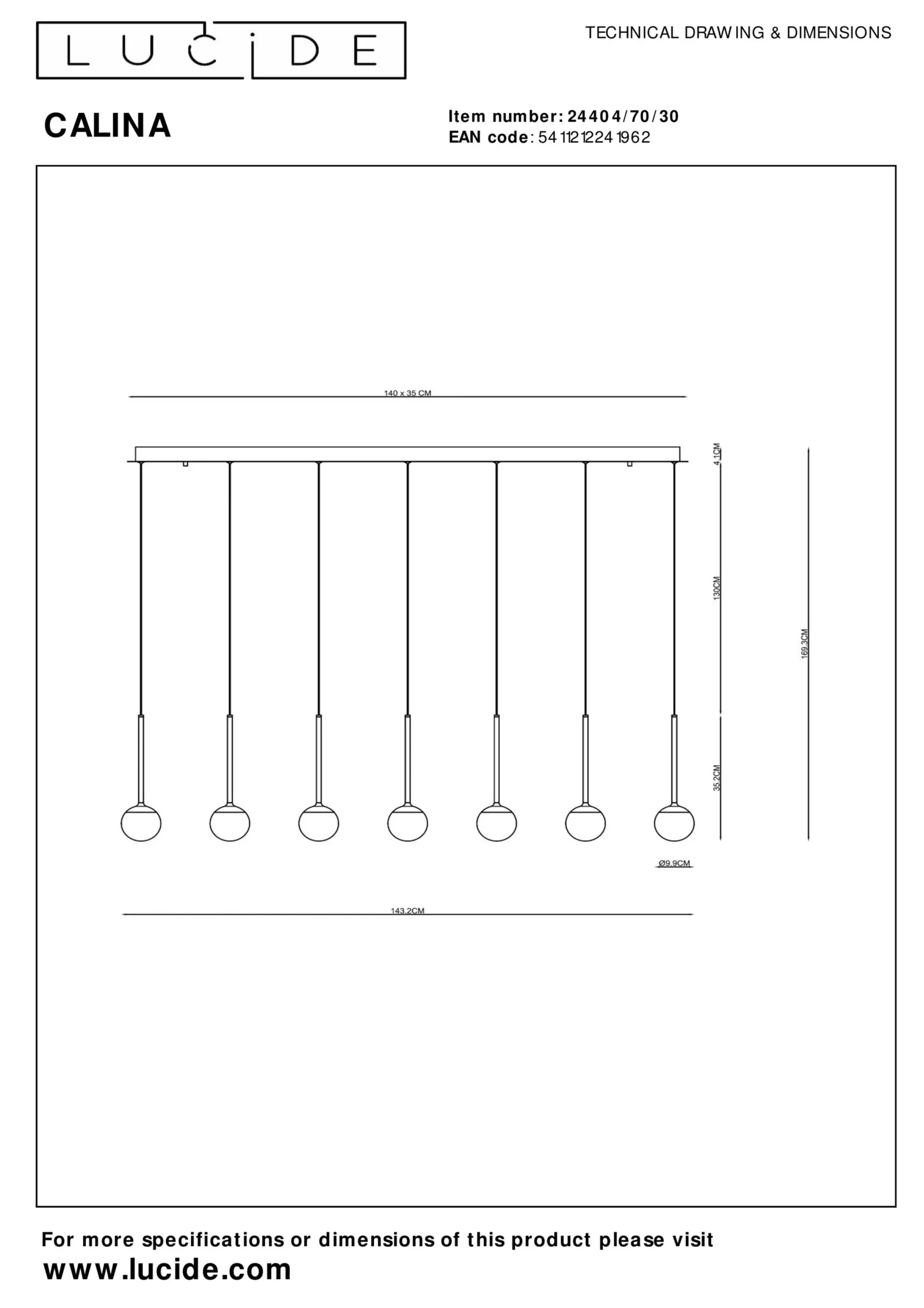 CALINA - Hanglamp - LED Dimb. - 12x7,7W 2700K - Zwart*Lucide Hot