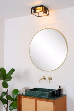 CARLYN - Plafonnière Badkamer - 2xE14 - IP54 - Zwart*Lucide Best Sale