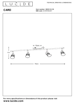 CARO - Plafondspot - 4xGU10 - Zwart*Lucide Discount