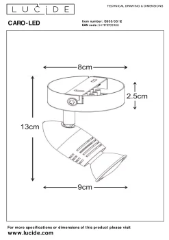 CARO-LED - Plafondspot - Ø 9 cm - LED - GU10 - 1x5W 2700K - Mat chroom*Lucide Best Sale