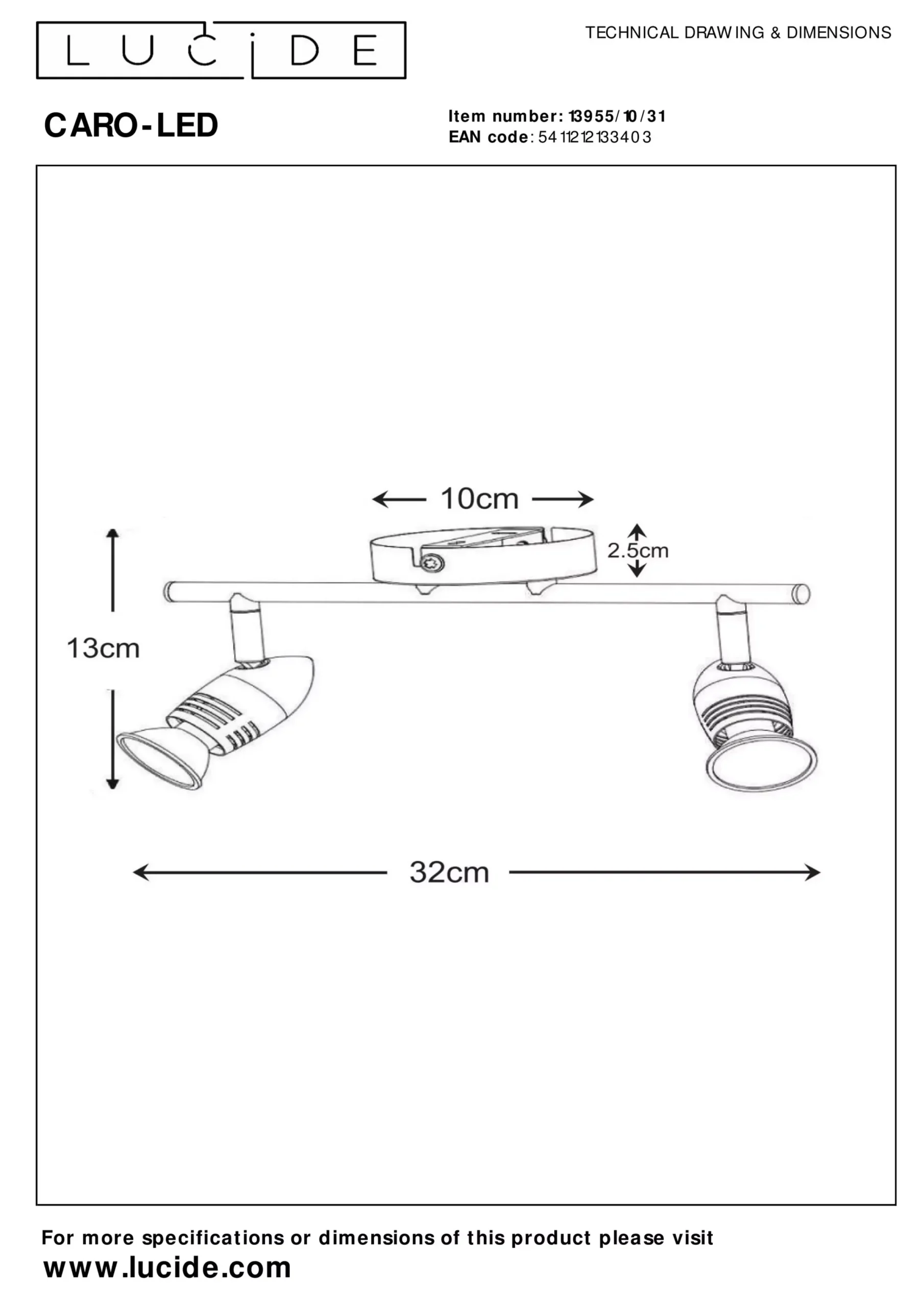 CARO-LED - Plafondspot - LED - GU10 - 2x5W 2700K - Wit*Lucide Best Sale
