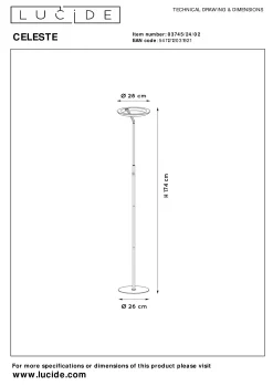 CELESTE - Vloerlamp - Ø 28 cm - LED Dimb. - 1x21W 2700K - Mat Goud / Messing*Lucide Flash Sale
