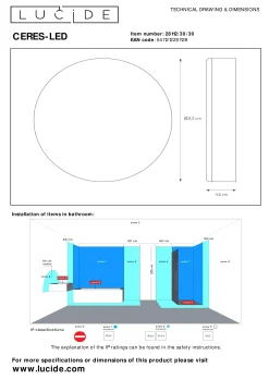 CERES-LED - Plafonnière Badkamer - Ø 21,5 cm - LED Dimb. - 1x30W 3000K - IP44 - Zwart*Lucide Sale